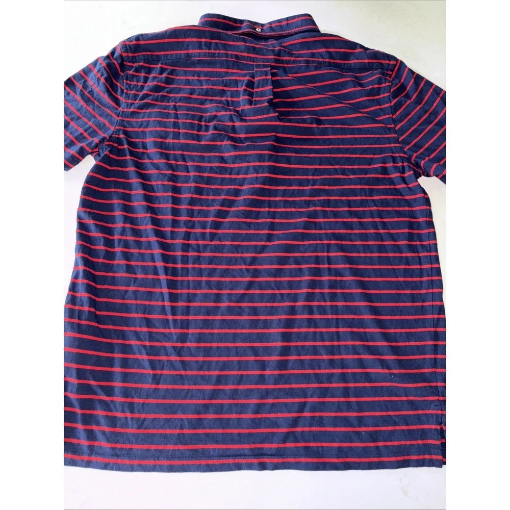 Ralph Lauren Chest Pocket Striped Interlock Knit Shirt Men's Large Cotton Preppy